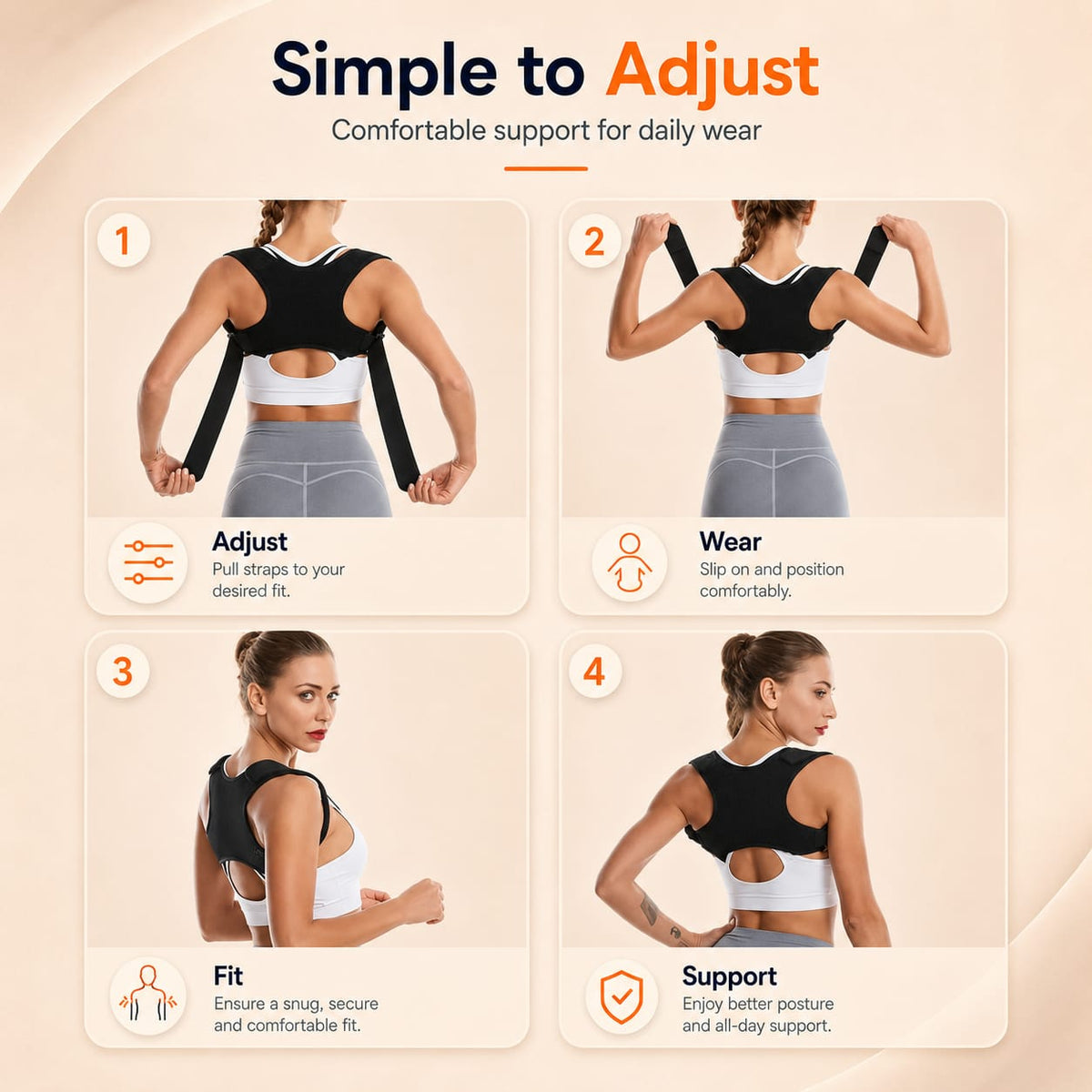 NOLURI ALIGN™  The Everyday Posture Corrector Adjustable Back & Shoulder Support for Women & Men